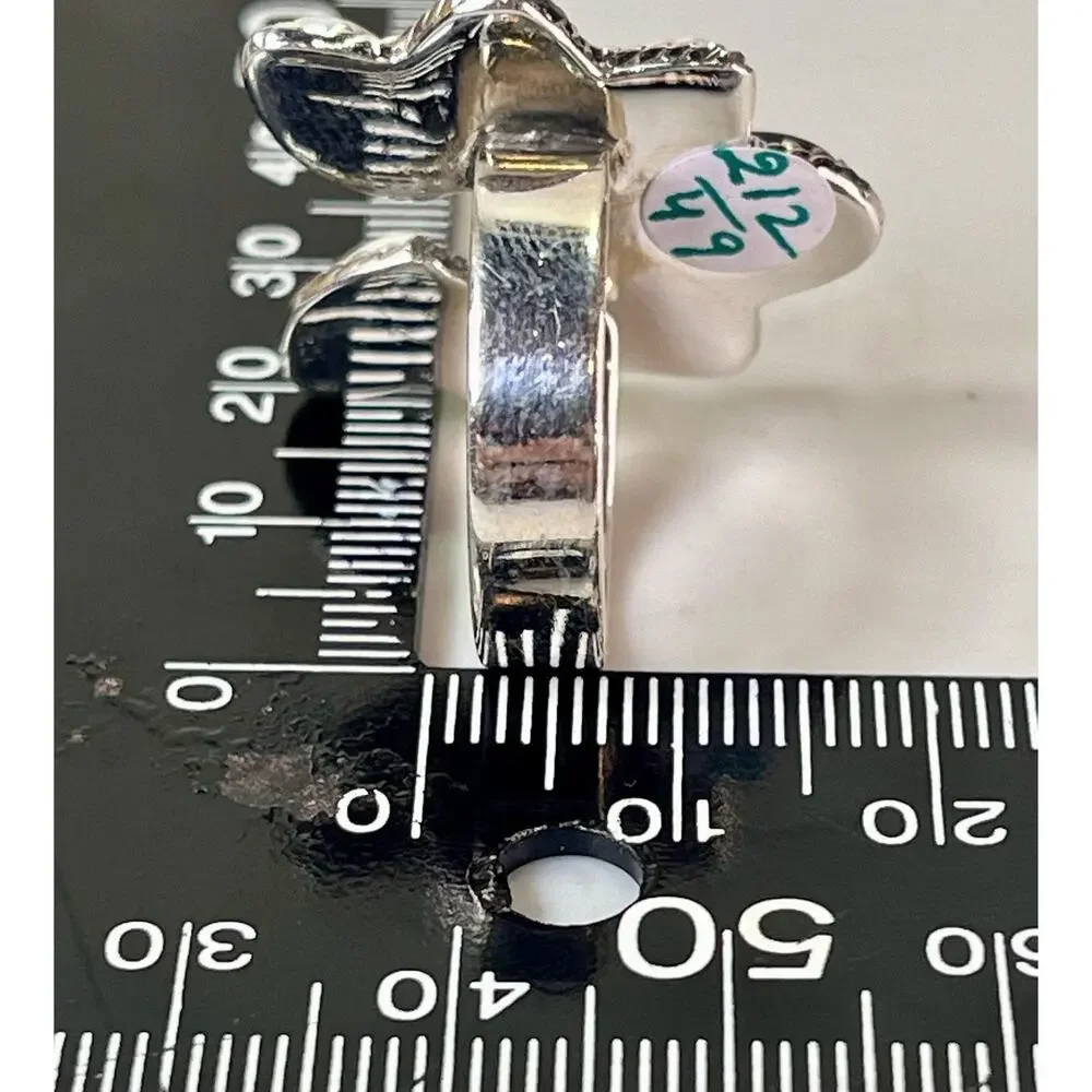 White Buffalo Turquoise Sterling Silver Naja Cluster Statement Ring Adjust Size